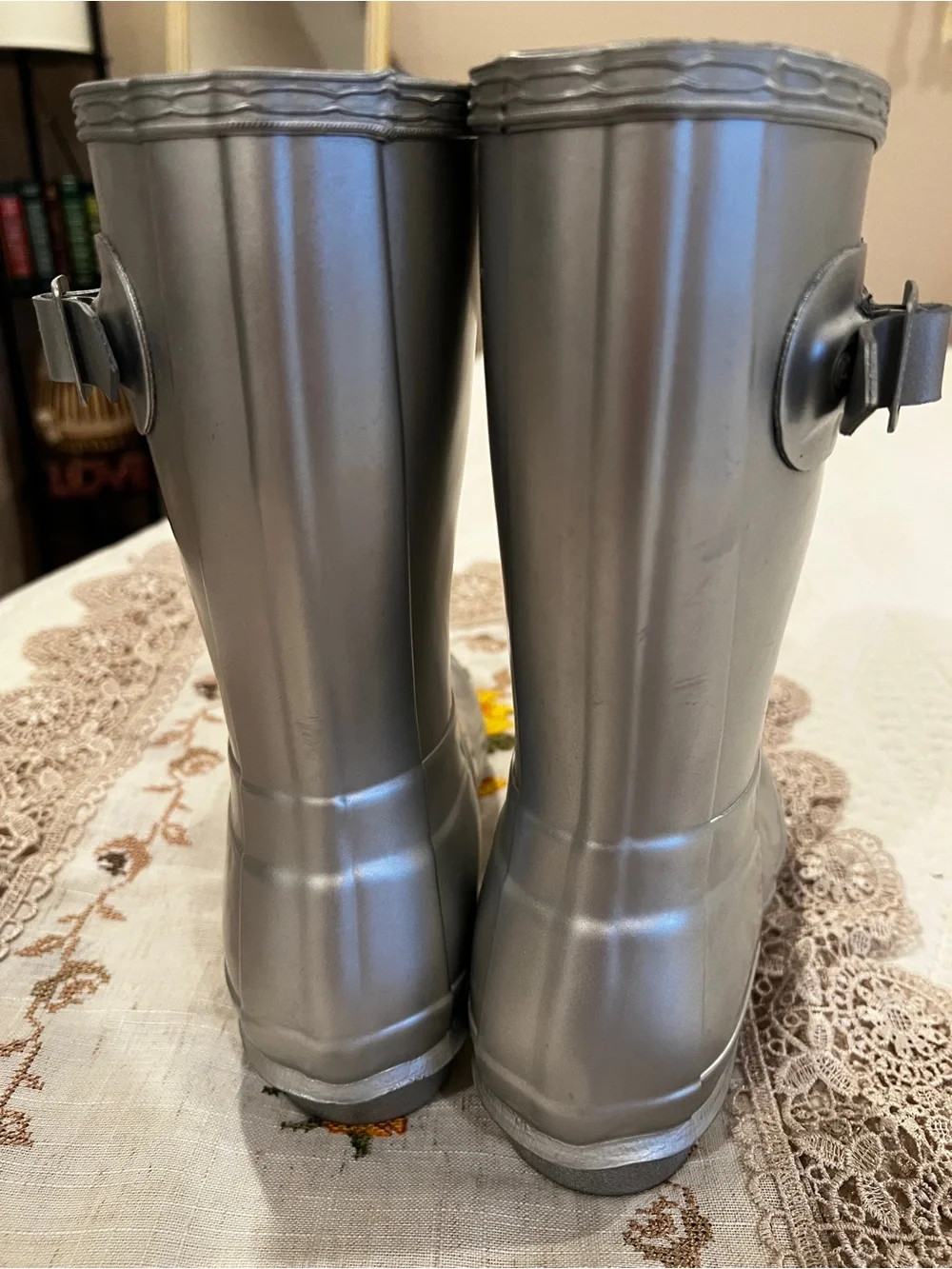 Hunter Women’s Silver Metallic Rain Boots